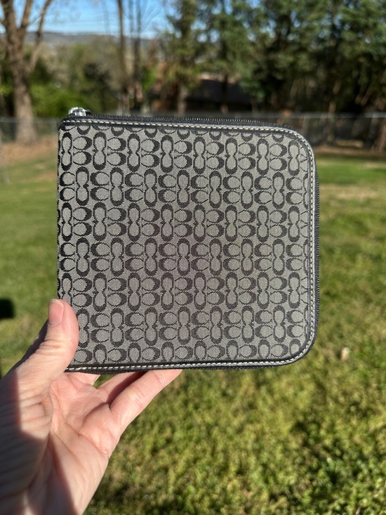 Coach Accessories - Coach Signature Zip Organizer CD Case Black Grey Jacquard like new